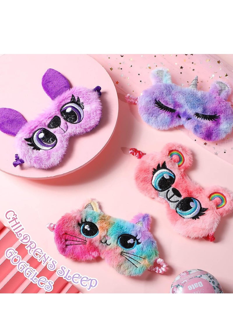 SYOSI - Plush Sleep Eye Mask Cat Animal Soft Faux Fur  Blindfold Covers for Kids Girls and Adult Travel 4 Styles unicorn - Image 1