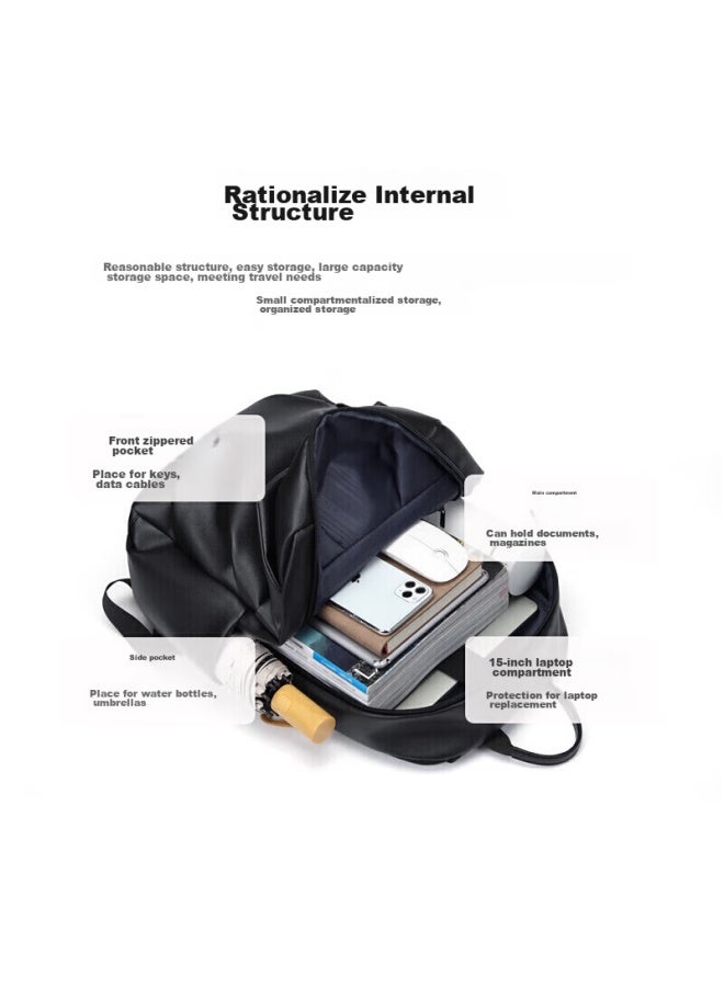 Golf Backpack For Men, Large Capacity, Korean Style, Student Schoolbag, 15-inch Laptop Bag, Travel Bag, Black - Image 2
