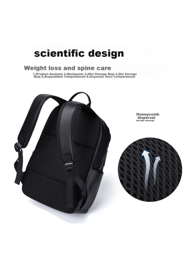 Golf Backpack For Men, Large Capacity, Korean Style, Student Schoolbag, 15-inch Laptop Bag, Travel Bag, Black - Image 4