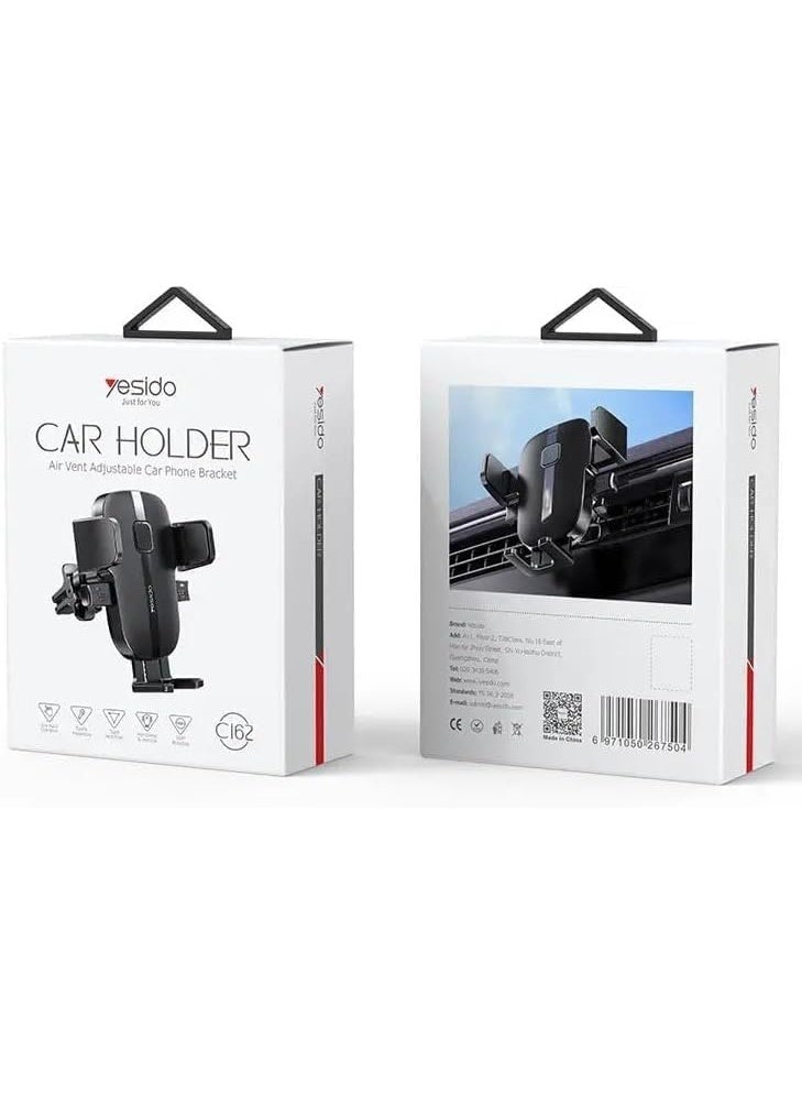 YESIDO C162 Car Phone Holder Air Vent Mount, 360 Degree Rotation, One Hand Auto Lock Clip, Universal Mobile Holder Stand, Eagle Mouth Outlet Bracket, Vertical Horizontal Support, Strong Grip - https://f.nooncdn.com/p/pzsku/Z42B1B47FBB3E0B9AE06CZ/45/_/1775369480/b270ef62-6f47-4a2e-ac91-5969eef34d09.jpg