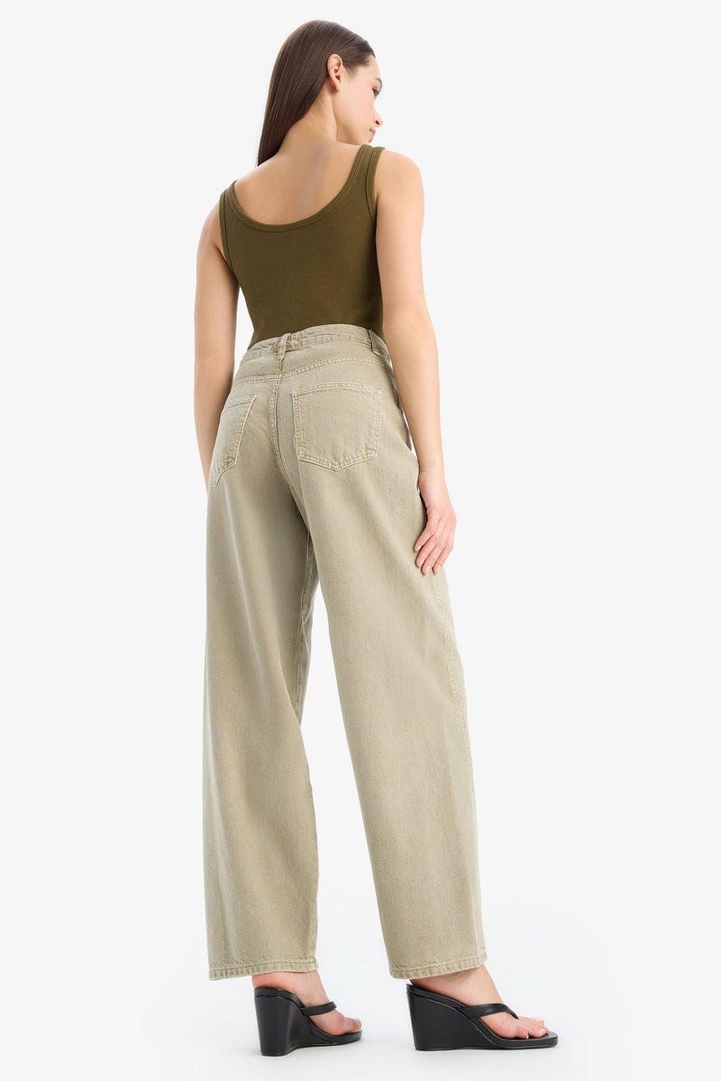 DeFacto Woman Baggy Fit Normal Waist Gabardine Washed Trousers  - Image 3