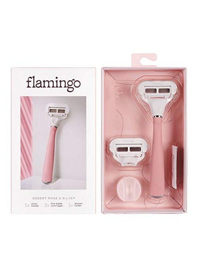 Flamingo Womens 5Blade Razor With Replacement Blade Cartridge Desert Rose - Image 1