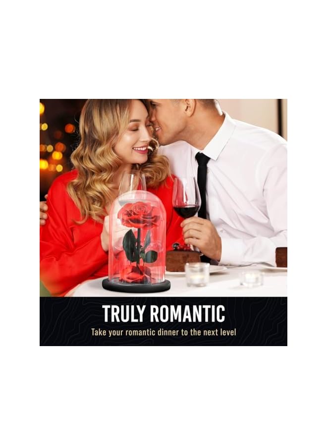 The Bros ELITE Eternal Rose with free box & pack, Preserved Rose Flowers, Birthday, Valentine's Day Gifts - Romantic Love Symbol for Valentine's Day & Anniversary (A.RED GLASS DOME) - Image 5
