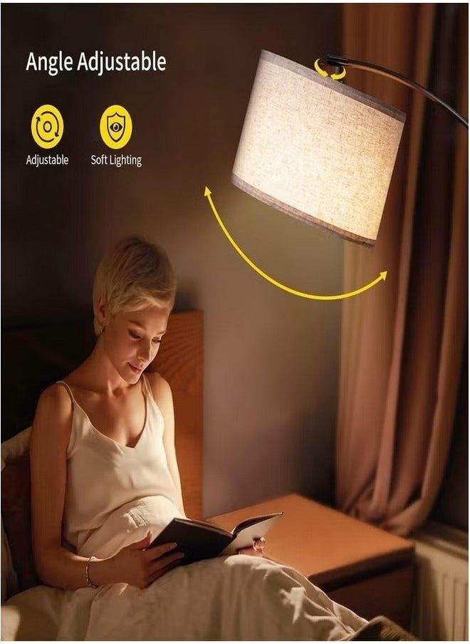 Tiokkss - Floor Lamp with Remote Control, Modern Floor Lamp with Bulb,Tall Lamp for Living Room with Hanging Drum Shade and Weighted Base 12 Watt 96V~240V 8-15m Metal - Image 1