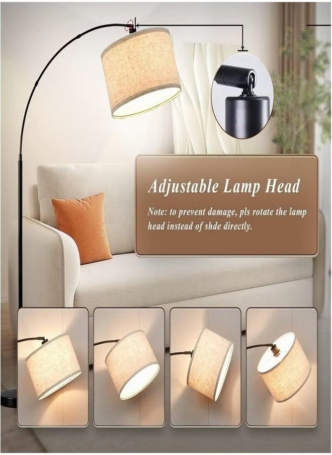 Tiokkss - Floor Lamp with Remote Control, Modern Floor Lamp with Bulb,Tall Lamp for Living Room with Hanging Drum Shade and Weighted Base 12 Watt 96V~240V 8-15m Metal - Image 1