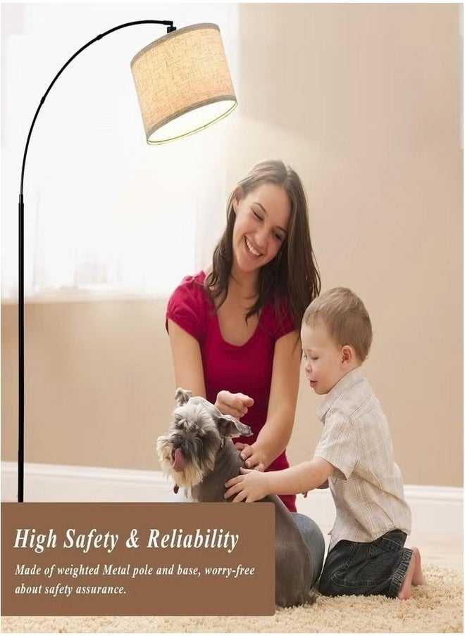 Tiokkss - Floor Lamp with Remote Control, Modern Floor Lamp with Bulb,Tall Lamp for Living Room with Hanging Drum Shade and Weighted Base 12 Watt 96V~240V 8-15m Metal - Image 1