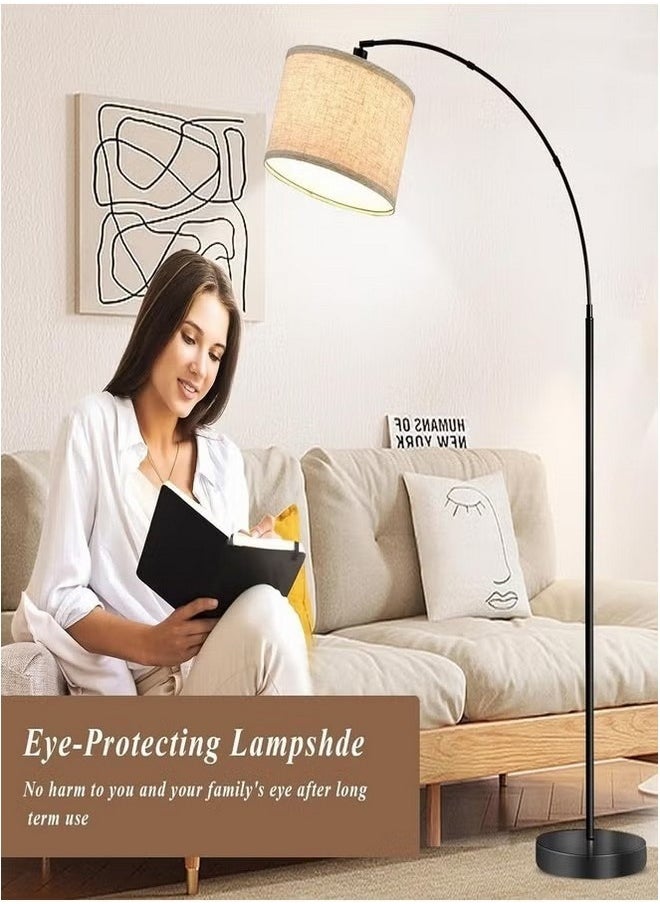 Tiokkss - Floor Lamp with Remote Control, Modern Floor Lamp with Bulb,Tall Lamp for Living Room with Hanging Drum Shade and Weighted Base 12 Watt 96V~240V 8-15m Metal - Image 1