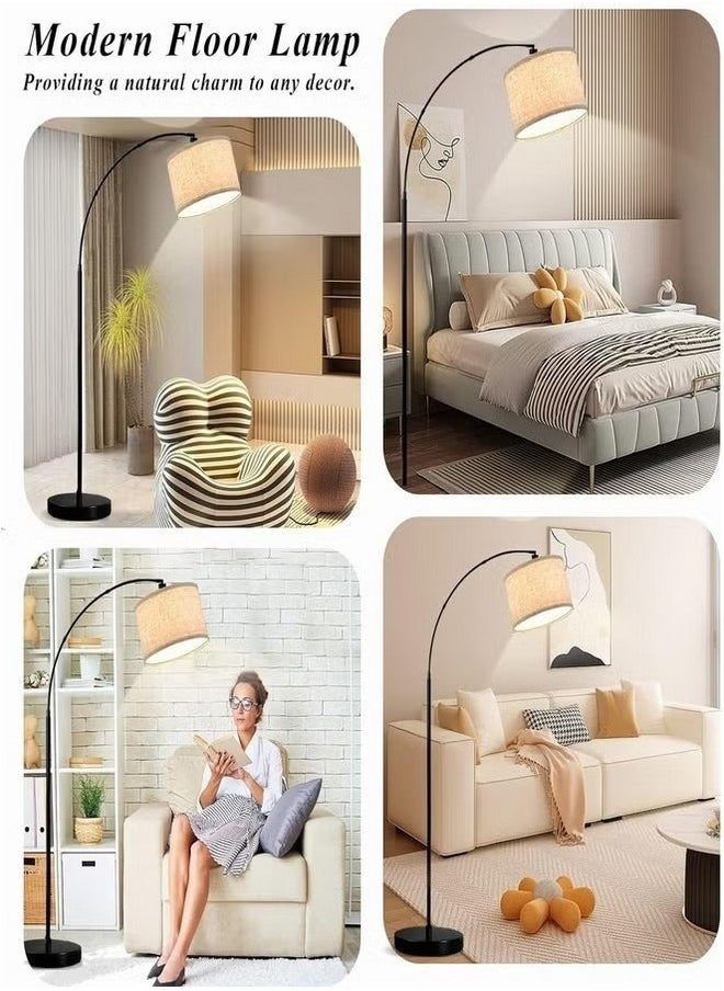 Tiokkss - Floor Lamp with Remote Control, Modern Floor Lamp with Bulb,Tall Lamp for Living Room with Hanging Drum Shade and Weighted Base 12 Watt 96V~240V 8-15m Metal - Image 1
