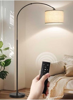 Floor Lamp with Remote Control, Modern Floor Lamp with Bulb,Tall Lamp for Living Room with Hanging Drum Shade and Weighted Base 12 Watt 96V~240V 8-15m Metal