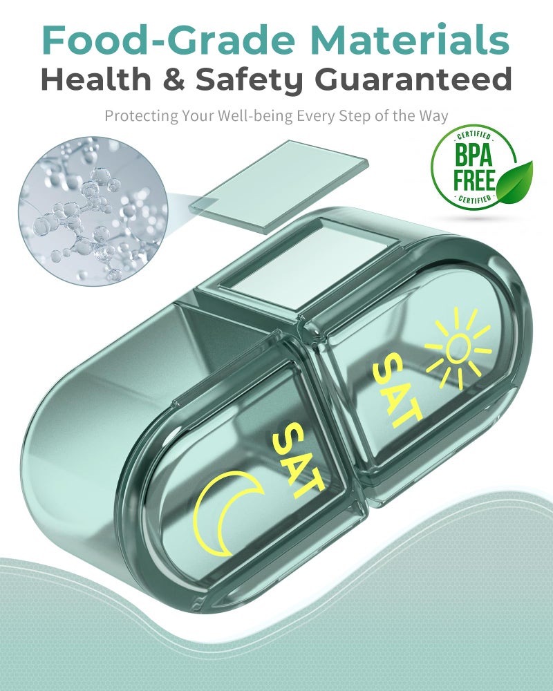Pillex Pill Organizer 2 Times a Day, AM PM Pill Box 7 Day, Weekly Medicine Organizer with Large Capacity, Travel Pill Case for Medication, Vitamins, Fish Oils, Supplements (Easy to Use, Portable) - Image 5