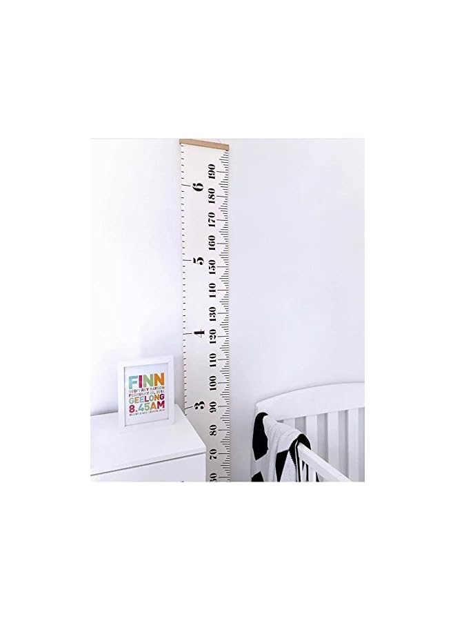 The Bros (20cm x 200cm, White & Black) - Miaro Kids Growth Chart, Wood Frame Fabric Canvas Height Measurement Ruler From Baby to Adult for Child's Room Decoration 20cm x 200cm - Image 4