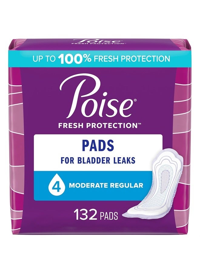 Poise Incontinence And Postpartum Incontinence Pads, 4 Drop Moderate Absorbency, Regular Length, 132 Count - 2 Packs of 66, Packaging May Vary - Image 1