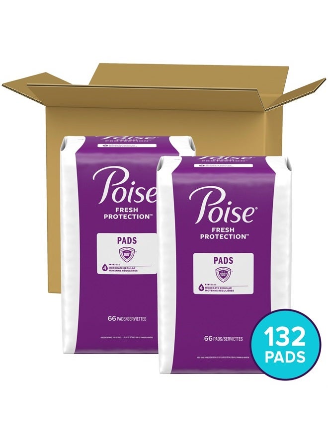 Poise Incontinence And Postpartum Incontinence Pads, 4 Drop Moderate Absorbency, Regular Length, 132 Count - 2 Packs of 66, Packaging May Vary - Image 2
