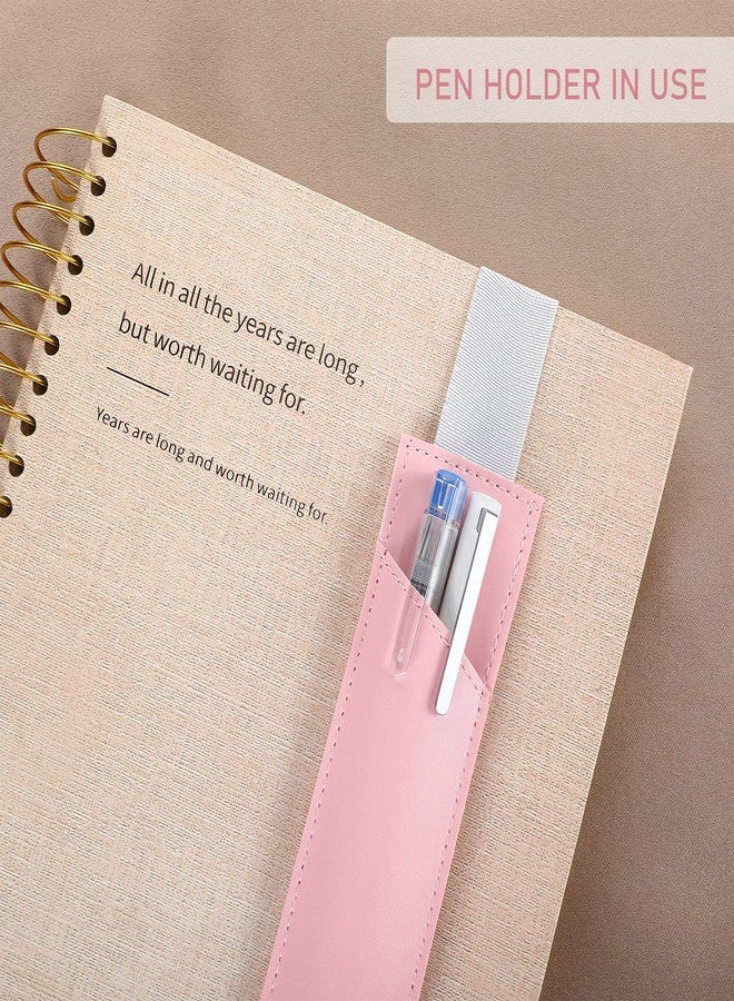 Clabby 4 Pieces Adjustable Elastic Band Pen Holder Colorful PU Leather Pen Sleeve Pouch for Hardcover Journals, Notebooks for Christmas Gift, 8-1.5 Inch, Detachable (Yellow, Blue, Pink, Black) - Image 3