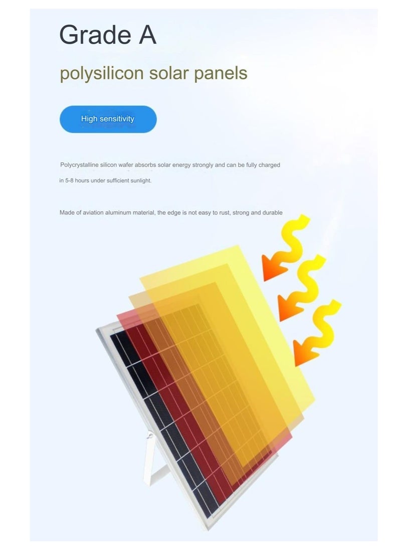 جورتان كشاف ضوء شمسي RY-1000W، مقاوم للماء IP66، لوحة شمسية، شحن سريع، سعة عالية، سطوع عالٍ، جهاز تحكم عن بعد، داخلي وخارجي.  - Image 5