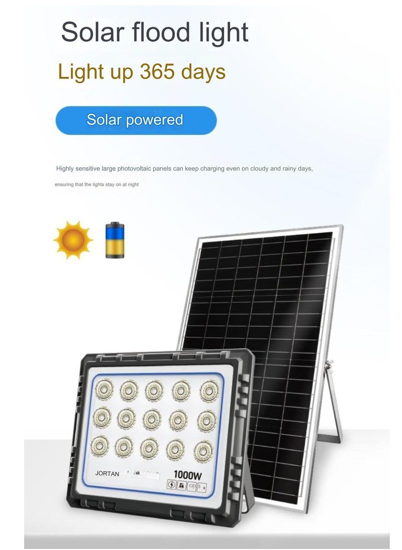 جورتان كشاف ضوء شمسي RY-1000W، مقاوم للماء IP66، لوحة شمسية، شحن سريع، سعة عالية، سطوع عالٍ، جهاز تحكم عن بعد، داخلي وخارجي.  - Image 3