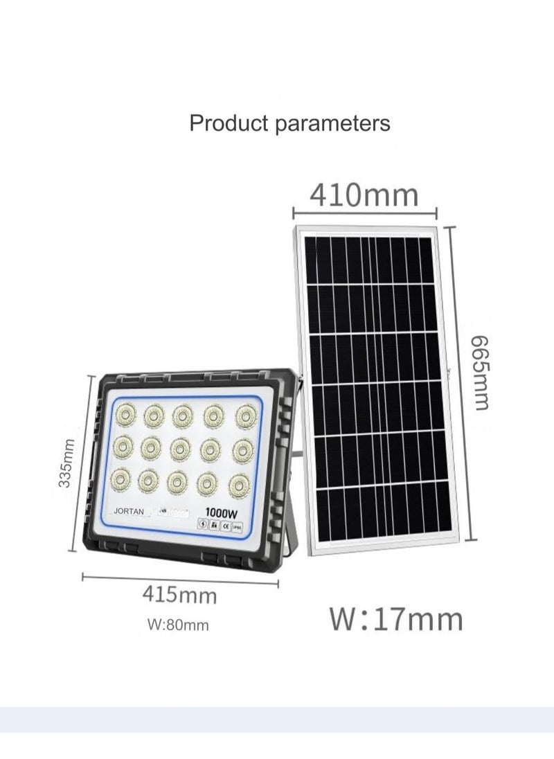 جورتان كشاف ضوء شمسي RY-1000W، مقاوم للماء IP66، لوحة شمسية، شحن سريع، سعة عالية، سطوع عالٍ، جهاز تحكم عن بعد، داخلي وخارجي.  - Image 2