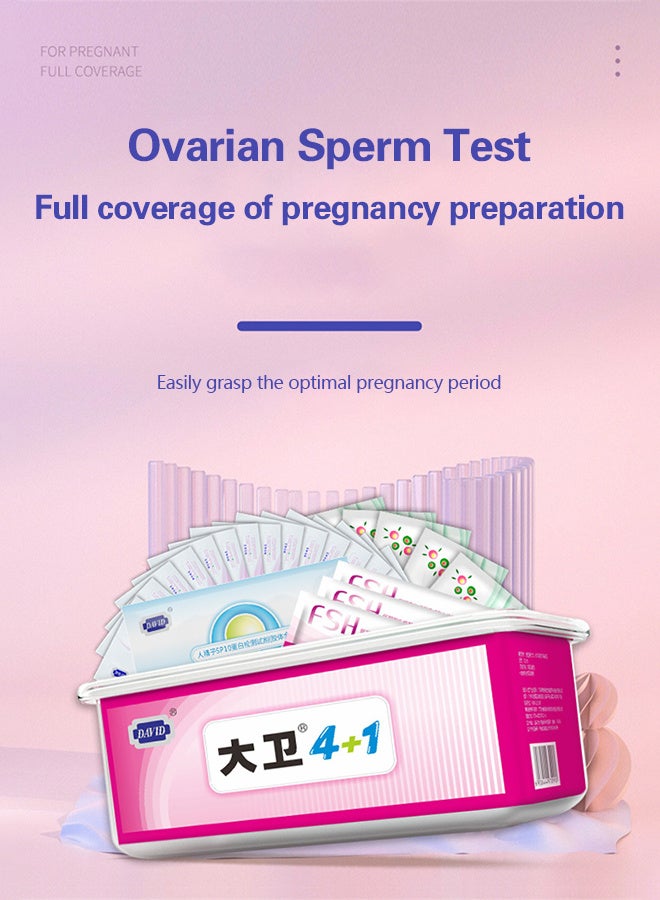 David Pregnancy test kit 4 in 1, early pregnancy test strips * 10, ovulation test strips * 30, sperm motility rapid protein test strips * 1, ovarian health test strips * 1, pregnancy test strips, four-step home self-test method, comprehensive health screening, health test, digital screening, men's health, women's health  - Image 2