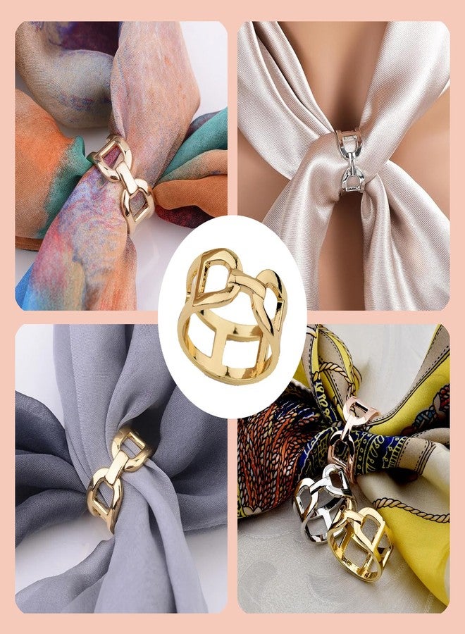 LINYUEARUI 6pcs Accessories Simple Practical Decoration Modern Style Metal Three Ring Scarf Buckle Silk Pin Shawl Clip Shawl Buckle T-shirt Scarf Accessories - Image 3