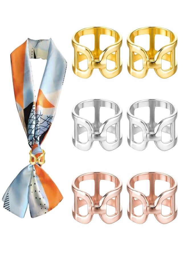 LINYUEARUI 6pcs Accessories Simple Practical Decoration Modern Style Metal Three Ring Scarf Buckle Silk Pin Shawl Clip Shawl Buckle T-shirt Scarf Accessories - Image 1