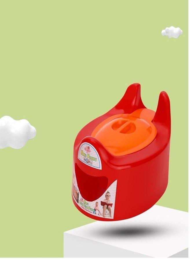 MXWELL MAXWELL Small Size Kids Toilet Trainer Baby Potty Seat With Stylish Handle & Closing Lid With Back Support Toilet Potty Seat (Only For Small Babies 6-12 Months & Without Removable Bowl) (RED) - Image 5