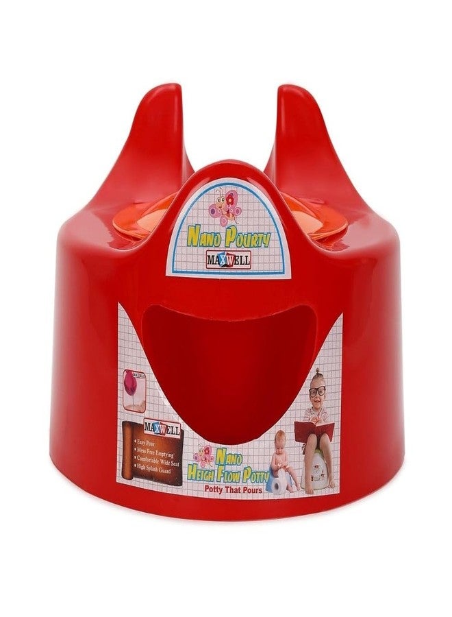 MXWELL MAXWELL Small Size Kids Toilet Trainer Baby Potty Seat With Stylish Handle & Closing Lid With Back Support Toilet Potty Seat (Only For Small Babies 6-12 Months & Without Removable Bowl) (RED) - Image 2
