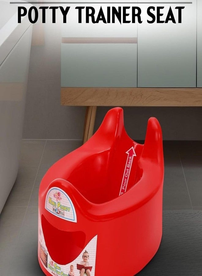 MXWELL MAXWELL Small Size Kids Toilet Trainer Baby Potty Seat With Stylish Handle & Closing Lid With Back Support Toilet Potty Seat (Only For Small Babies 6-12 Months & Without Removable Bowl) (RED) - Image 4