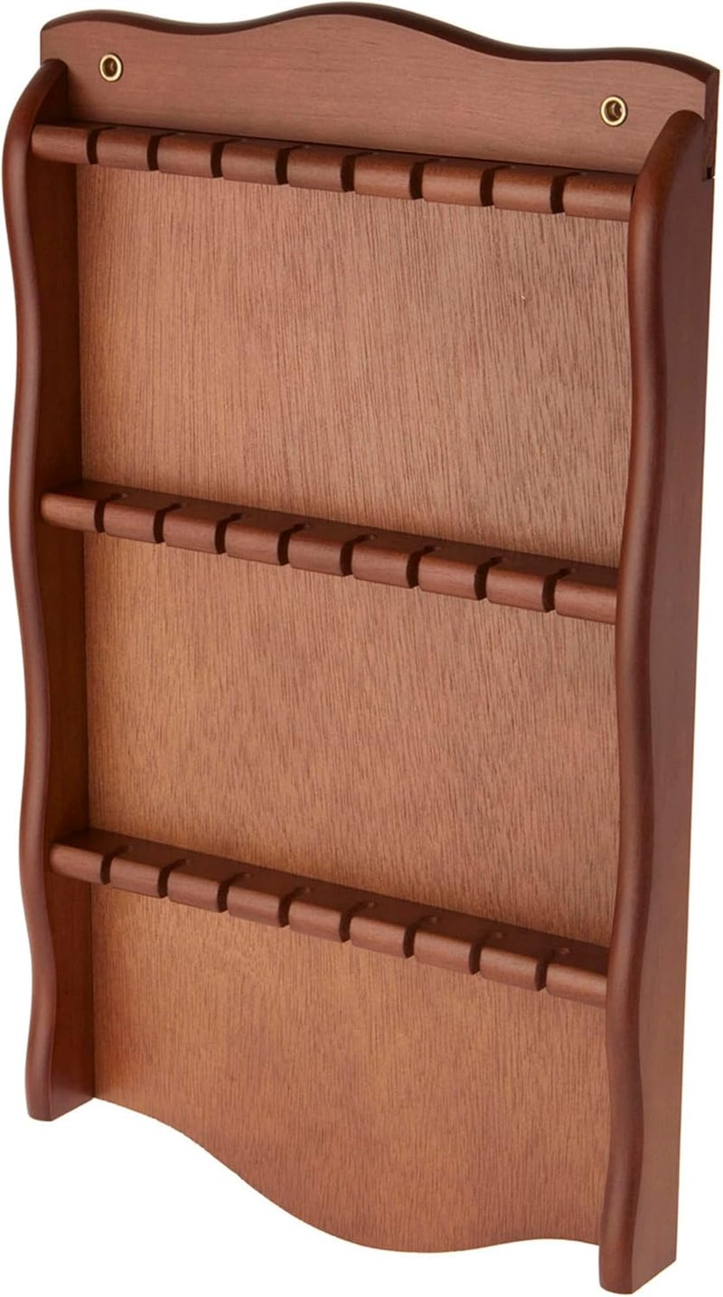 Brown Wood Wall Mountable 24 Spoon Rack, 18" H x 10.5" W x 1.5" D