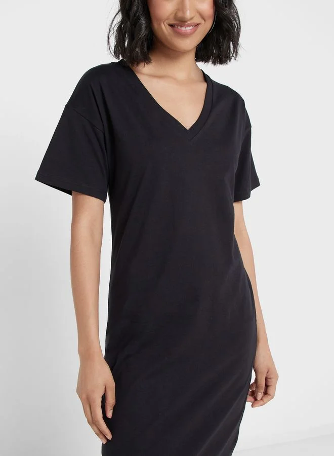 Ginger Basics 2 Pack Relaxed V-Neck Midi Dress