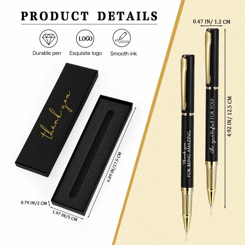 PerKoop 20 Sets Thank You Gifts Inspirational Ballpoint Pen with Box Employee Appreciation Gift Pen Bulk for Doctor Volunteer Dispatcher Secretary Nurse Teacher Office Staff (Black,Thank You) - Image 2