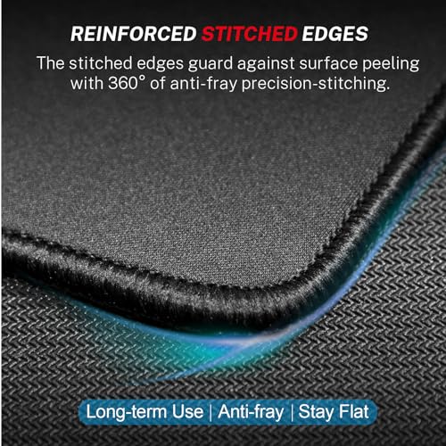MROCO Large Gaming Mouse Pad [50% Larger] with Non-Slip Rubber Base, Premium-Textured & Waterproof Mousepad with Stitched Edges, Mouse Pads for Computers, Gamer, Office & Home, 14 x 11in, Black - Image 3