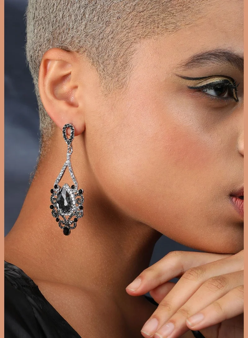 SOHI Silver Plated Designer Stone Casual Drop Earring For Women