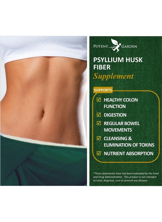 Potent Garden - Psyllium Husk Capsules All Natural & Powerful Soluble Dietary Fiber Supplement Helps Support Regularity & Digestion 240 Caps - Image 1