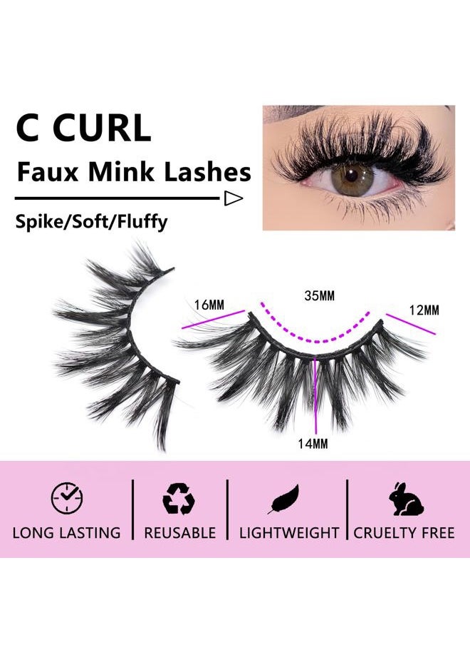 Miss Kiss 6 Pairs Lashes, Cat Eye Natural Look Volume Spike Lash, Soft Fluffy Faux Mink Eyelashes, Wispy Manga Russian C Curl Eye Lash, 3D False Lashes Strip 16 MM  - Image 5