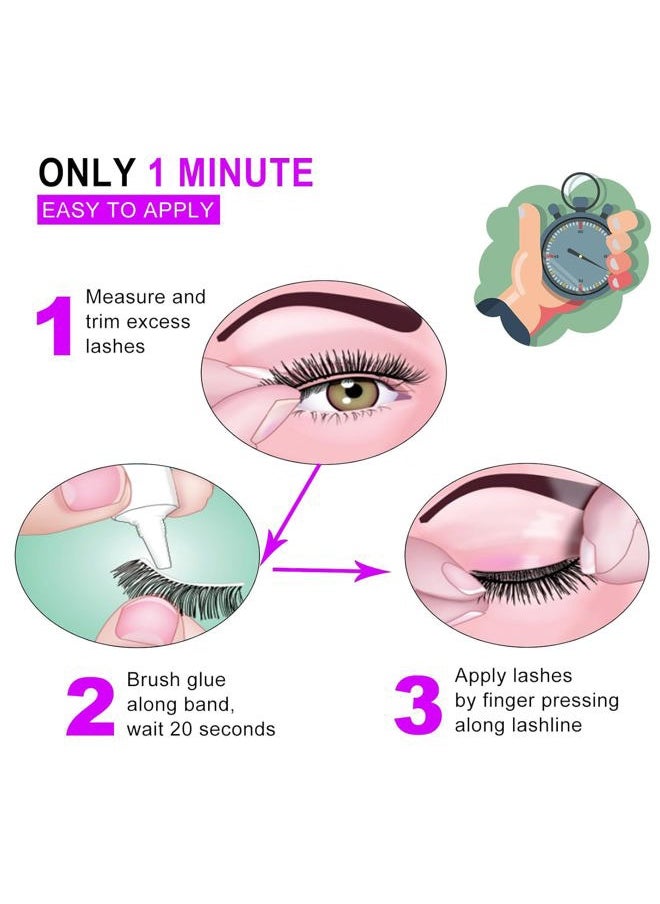 6 Pairs Lashes, Cat Eye Natural Look Volume Spike Lash, Soft Fluffy Faux Mink Eyelashes, Wispy Manga Russian C Curl Eye Lash, 3D False Lashes Strip 16 MM