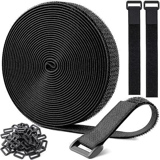 LAVNIK LAVNIK 5M Adjustable Cable Straps with 25 Buckles Adjustable Hook and Loop Straps Fastening Securing CuttoLength Cinch Strap Hook Loop Cable Straps Wire Ties for Home Office Data Centers  - Image 1