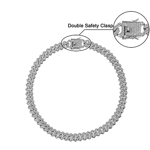 Saintda Mens Cuban Link Chain Men Iced Out Miami Cuban Chain Choker Necklace Diamond Chain for Men Women Hip Hop Jewelry Gift (Silver-13.5mm-16inch) - Image 5