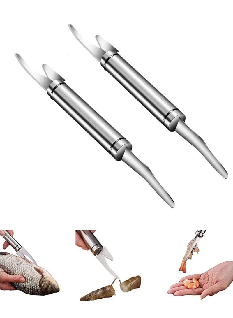 RATSAW Multifunctional 5 in 1 Fish and Shrimp Knife Set Scaler Remover Peeler Intestine Cleaner Stainless Steel Home Kitchen Tools 2 Pcs  - Image 1