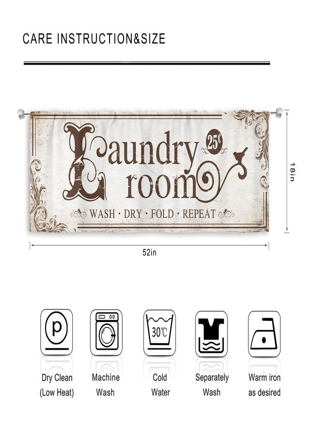 MESHELLY Rustic Laundry Room Valance Retro Laundry Room Curtains 52Wx18H Inch Rod Pocket Farmhouse Vintage Funny Beige Small Window Drapes Minimalist Printed Short Window Treatment Fabric 1 Panel - Image 4