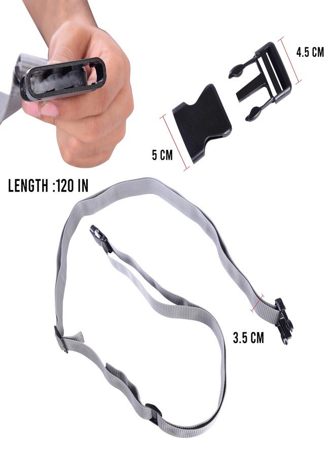 Aqbah Pack of 2 Luggage Tie Down Straps, Bag Strap with Strength up to 600lbs 10 ft in Length with Adjustable Buckle Straps for Motorcycle, Trucks, Luggage etc (Grey) - Image 2