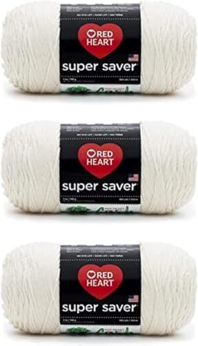 Red Heart Super Saver Aran Yarn  3 Pack of 198g7oz  Acrylic  4 Medium Worsted  364 Yards  KnittingCrochet