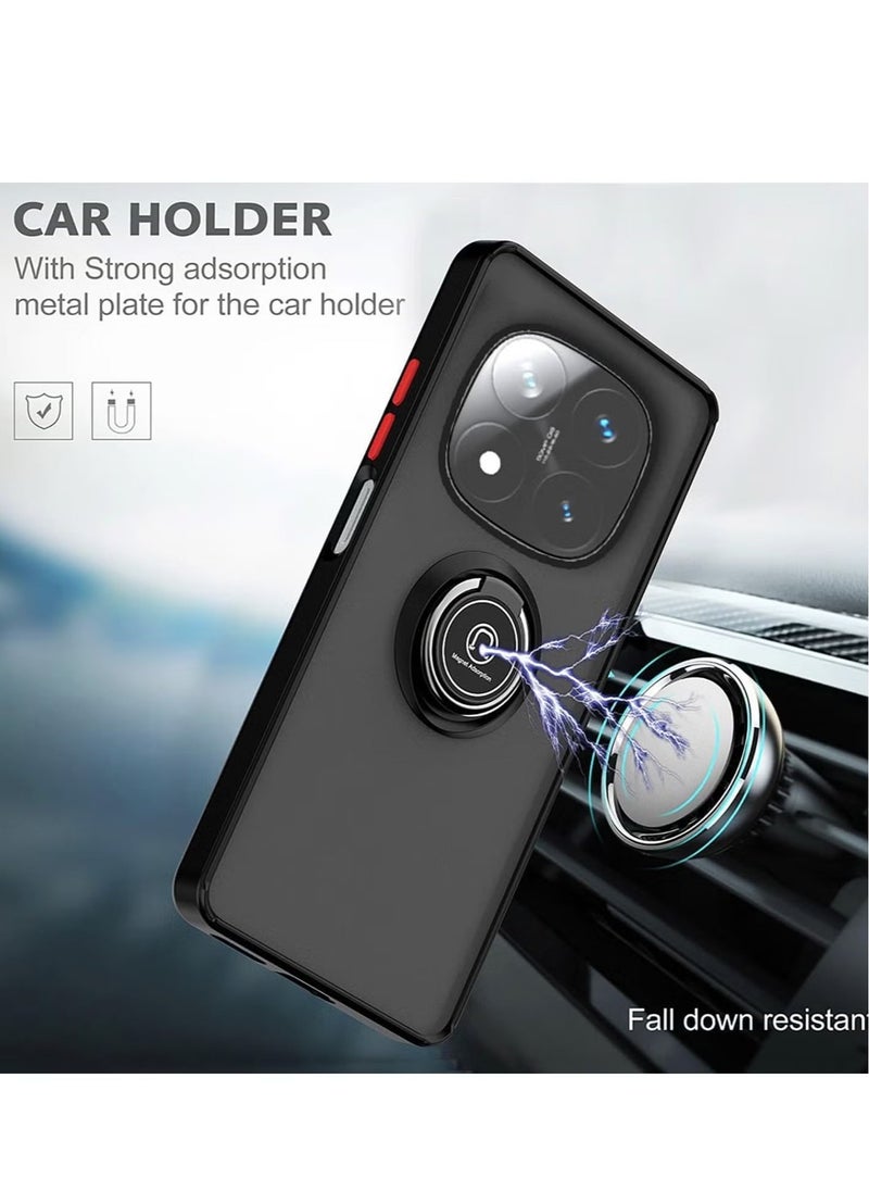 JAJEEK Xiaomi Redmi Note 14 Pro Plus 5G Rotational Metal Ring Grip Kickstand Cover – Magnetic Car Mount Holder, Shockproof TPU Bumper Case for Maximum Protection and Convenience - Image 2