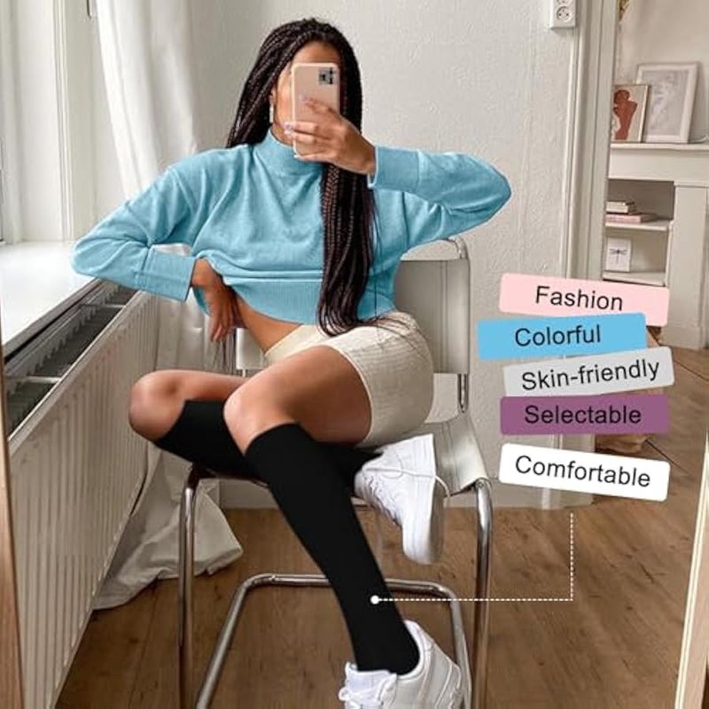 Iseasoo 4 Pairs Compression Socks for Women Circulation-Best Support for Nurses,Running,Athletic,Travel L-XL - Image 4