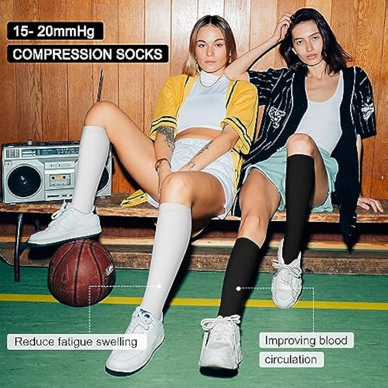 Iseasoo 4 Pairs Compression Socks for Women Circulation-Best Support for Nurses,Running,Athletic,Travel L-XL - Image 3