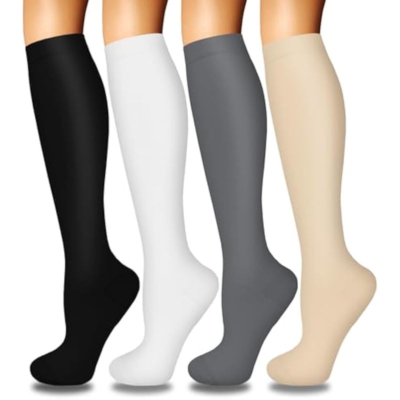 Iseasoo 4 Pairs Compression Socks for Women Circulation-Best Support for Nurses,Running,Athletic,Travel L-XL - Image 1