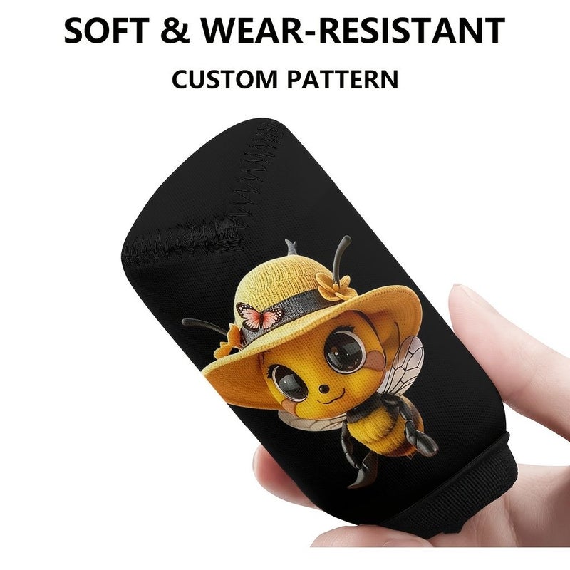 1pc Cute Bee Car Gear Shift Knob Cover With Straw Hat Anti Slip Sweat Absorbing Shift Protector 4 41inch 2 09inch Size Suitable For Most Vehicles Easy Install For Steering Column All Season Use Gift For Bee Lovers - Image 3