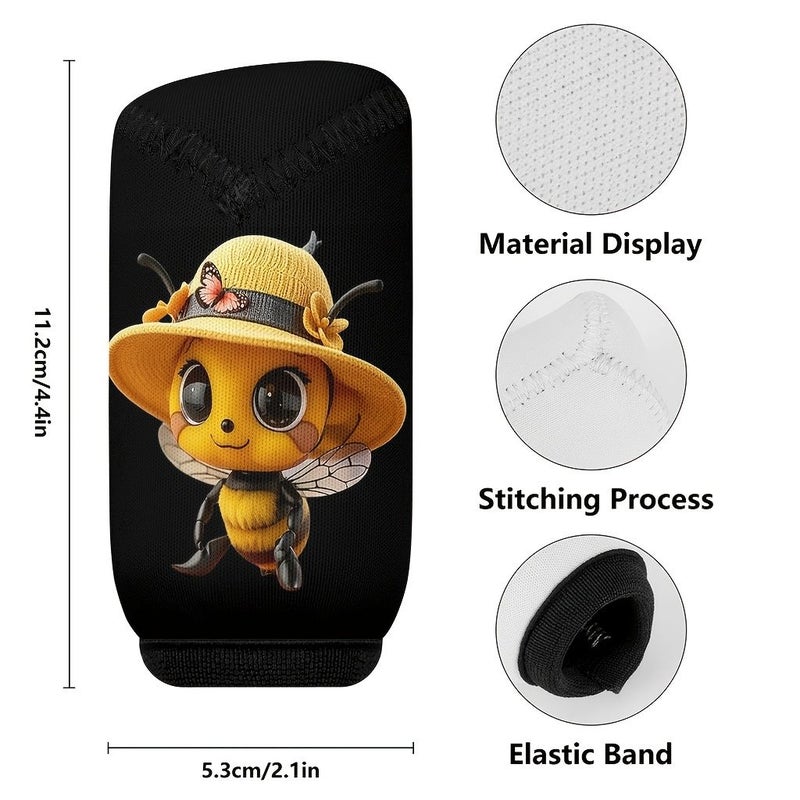 1pc Cute Bee Car Gear Shift Knob Cover With Straw Hat Anti Slip Sweat Absorbing Shift Protector 4 41inch 2 09inch Size Suitable For Most Vehicles Easy Install For Steering Column All Season Use Gift For Bee Lovers - Image 4