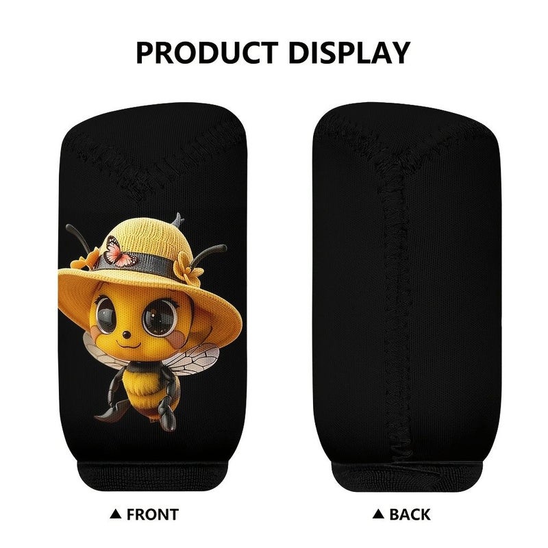 1pc Cute Bee Car Gear Shift Knob Cover With Straw Hat Anti Slip Sweat Absorbing Shift Protector 4 41inch 2 09inch Size Suitable For Most Vehicles Easy Install For Steering Column All Season Use Gift For Bee Lovers - Image 5
