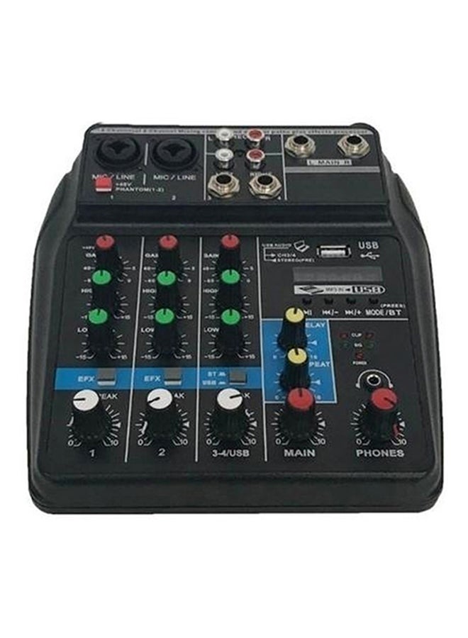 4-Channel Monitor AUX Paths Plus Effects Audio Mixer with USB TU04 Black - Image 1