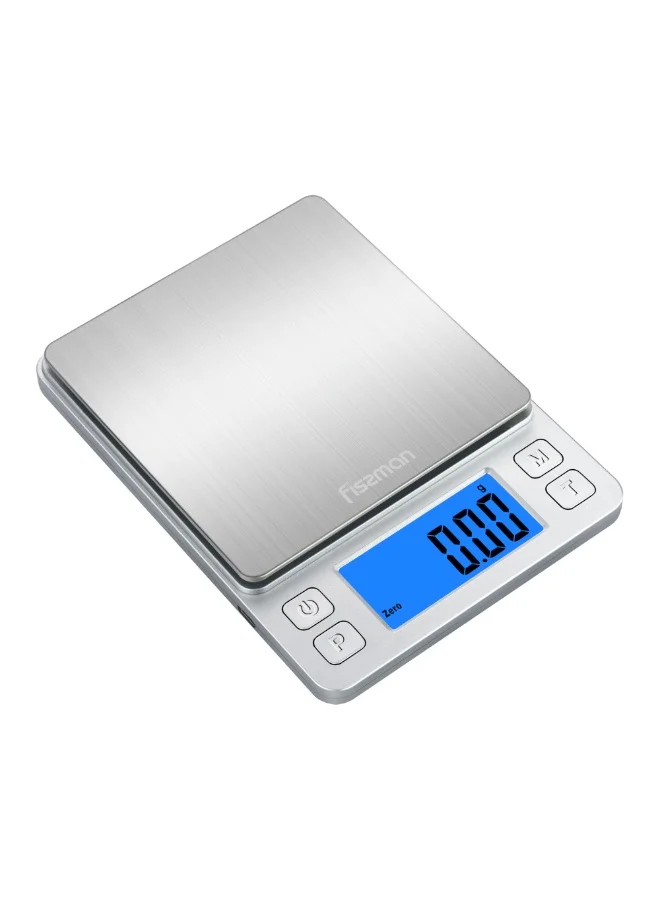 Fissman  Electronic Kitchen Scales 14cm with Two Additional Trays with Minimum 0.5Grams Maximum 3KG Compact Food Weighing Device for Cooking, Baking, and Meal Prep  | Best Price UAE